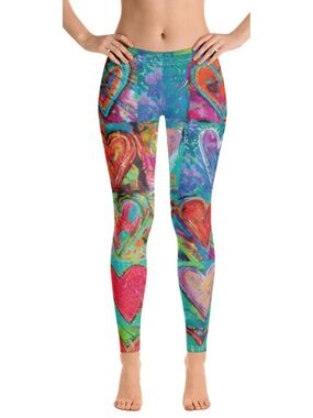 Hearts Without Borders - Leggins by artist Debbie Danheisser